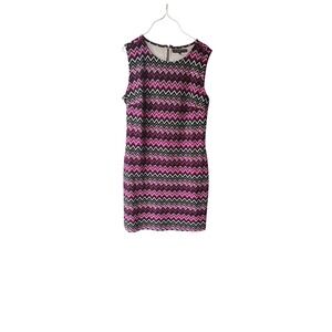 Fifth & Park Womens Pink Black Chevron ZigZag Sleeveless Sheath‎ Dress Large